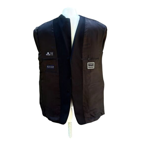 Ralph Lauren Sport Coat Jacket Chest 48” Black Wool Pinstripe Single Breasted - Picture 7 of 13